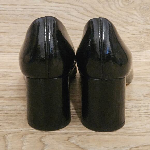 Zara Collection Black Patent Pump Round Block Heel Pointed Toe EUR 39 US 8.5 - Picture 5 of 10